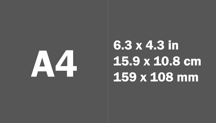 Format A4 en cm, mm & pouces