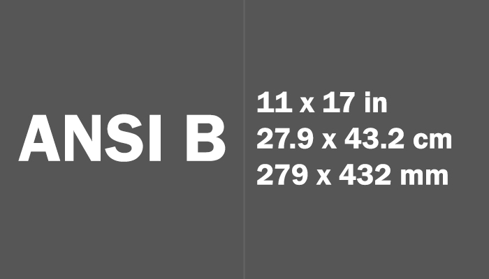 ANSI B Size in cm mm