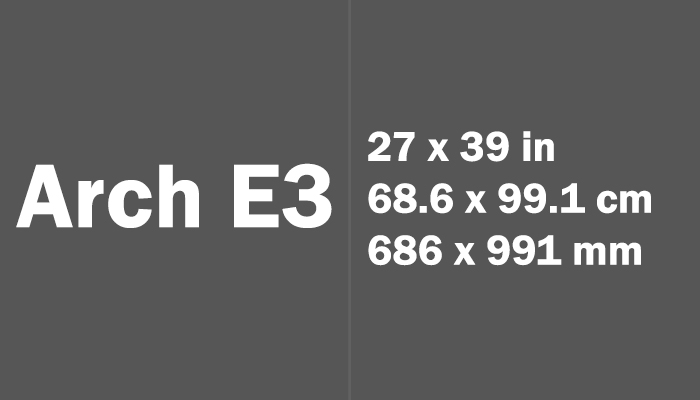 Arch E3 Size in cm mm