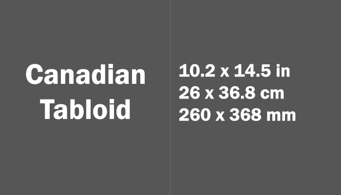 Canadian Tabloid Paper Size in cm mm