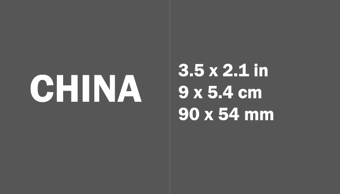 China Size in cm mm
