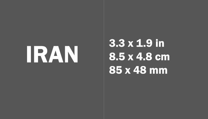 Iran Size in cm mm