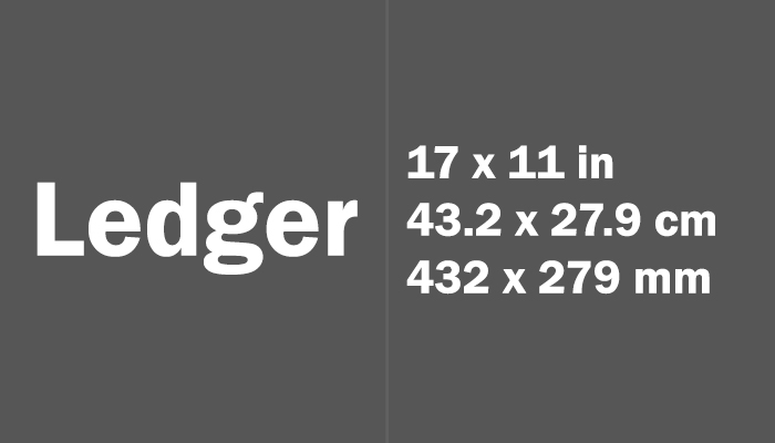 Ledger Size in cm mm
