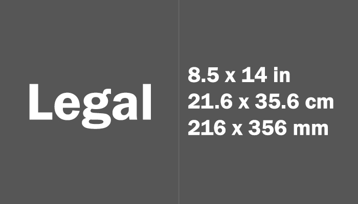 Legal Paper Size in cm mm