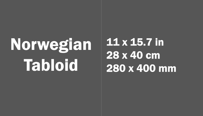 Norwegian Tabloid Size in cm mm